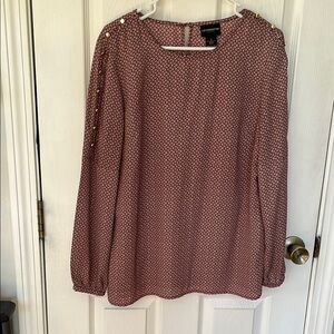 Liz Claiborne Burgundy and Tan Blouse
